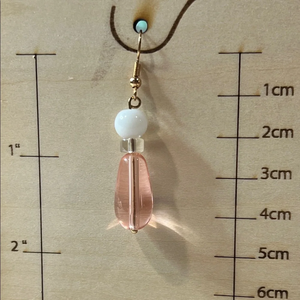 Chic Pink and White Beaded Earrings